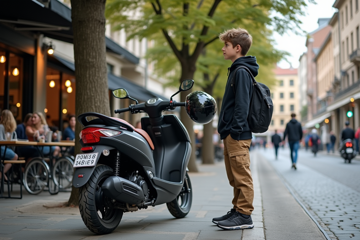 Adolescent garé sa moto près d