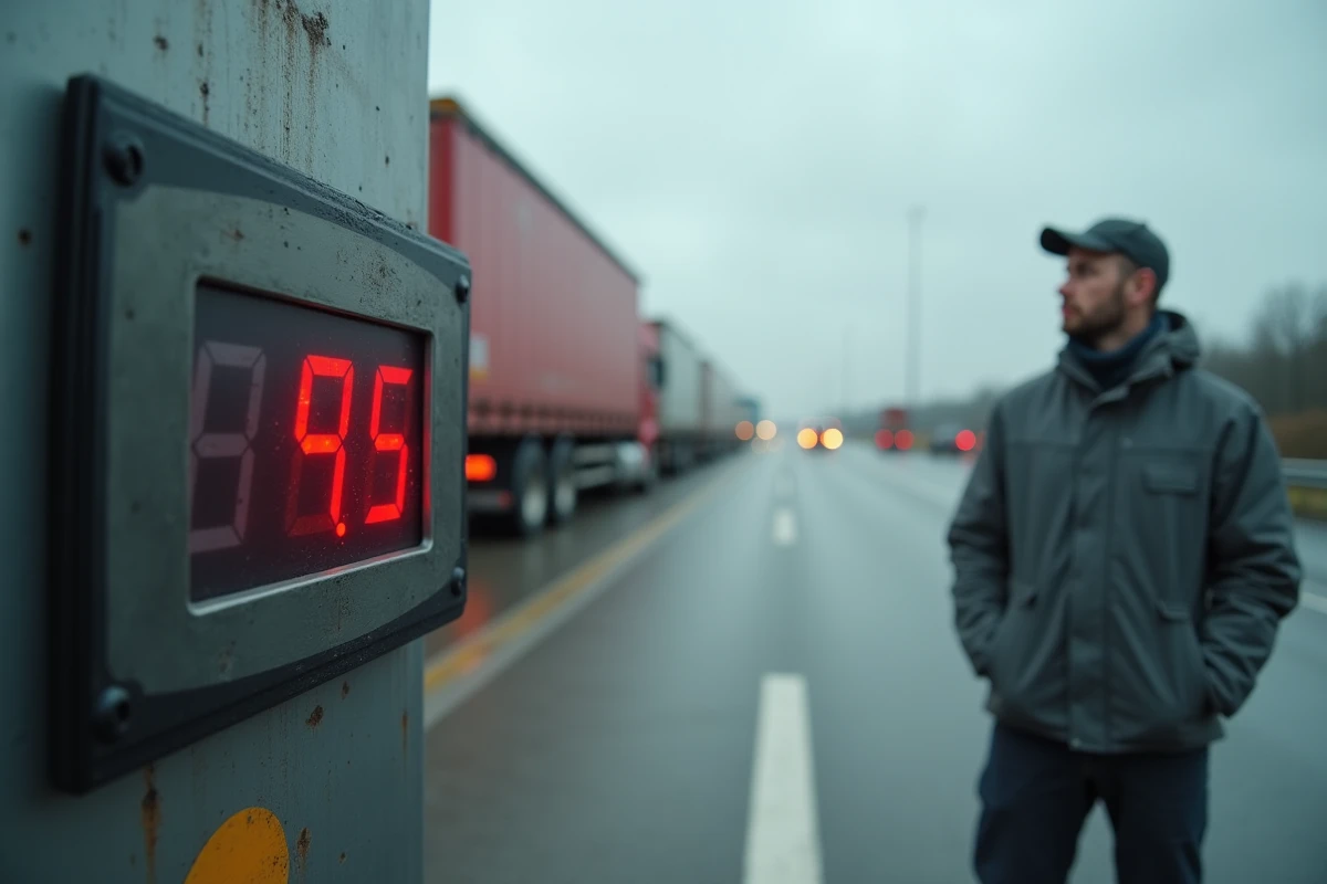Affichage numérique de surcharge sur une bascule routière pour semi-remorque avec alerte de dépassement de poids
