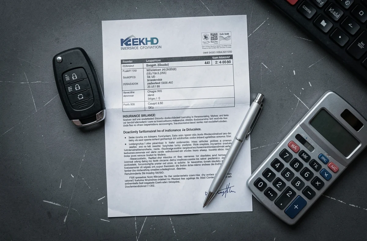 Clé de voiture et contrat d'assurance tous risques posés sur un bureau