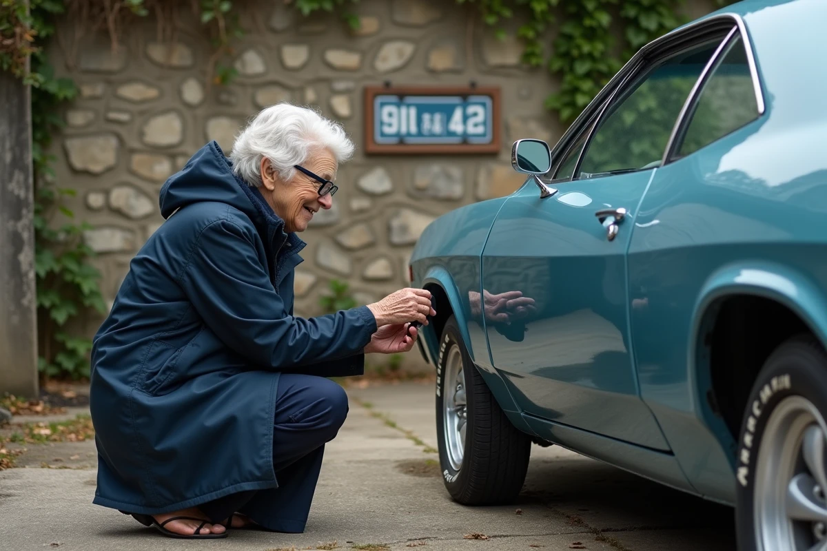Femme âgée traitant le miroir d