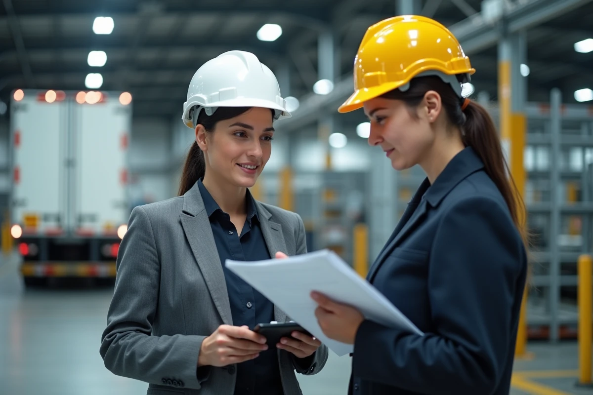 Femme gestionnaire discutant avec un conducteur dans un bureau moderne