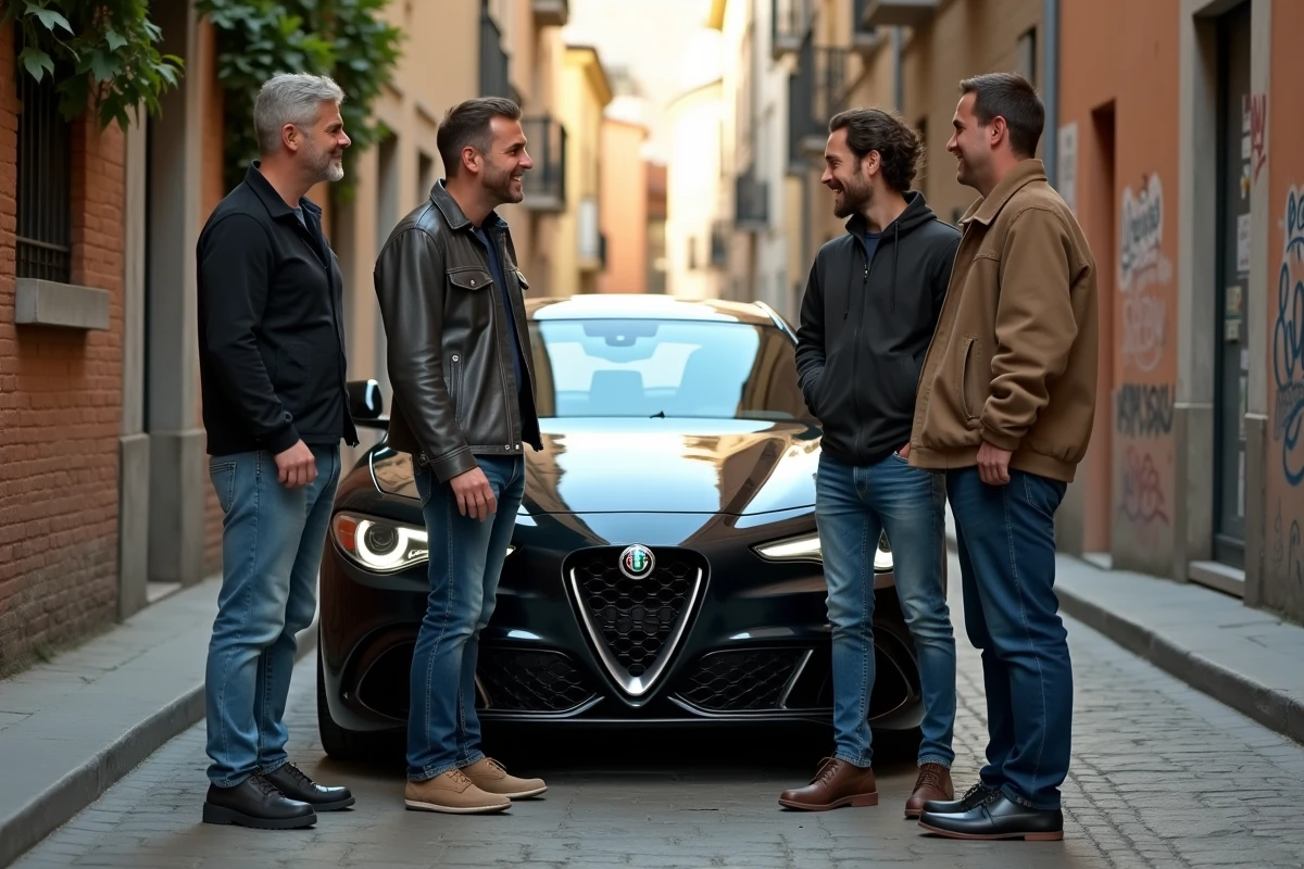 Trois hommes souriants près d