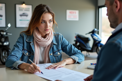 Jeune femme en formation de conduite avec instructeur dans un centre moderne