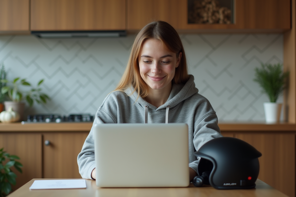 Jeune femme comparant devis d