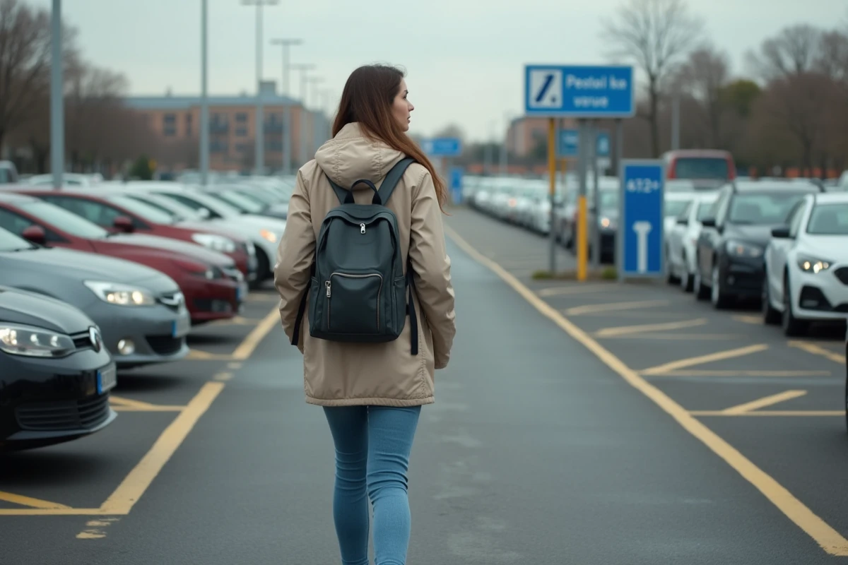 Jeune femme marchant loin d