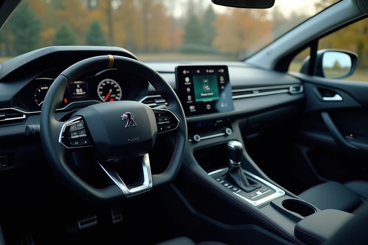 Tableau de bord numérique et écran tactile du Peugeot 3008 Hybrid 136 e-DCS6 en intérieur